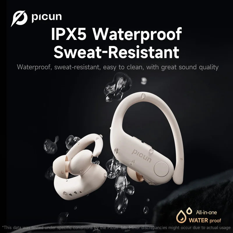 Picun A5 Wireless Earphones ANC Noise-cancelling TWS Earbuds IPX5 Waterproof Sports ENC HD Mic Bluetooth 5.4 Earphone Ear Hook