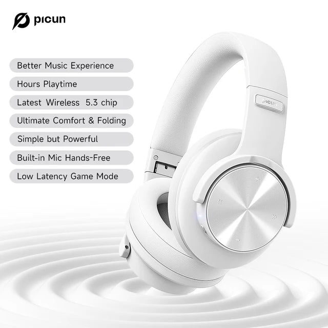 Picun B8 Wireless Headphones 40MM HIFI Bluetooth Headset Low-Latency HD Mic 120H Game Mode Hands-free Touch Control Foldable - FSH-ONLINE