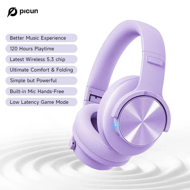 Picun B8 Wireless Headphones 40MM HIFI Bluetooth Headset Low-Latency HD Mic 120H Game Mode Hands-free Touch Control Foldable - FSH-ONLINE