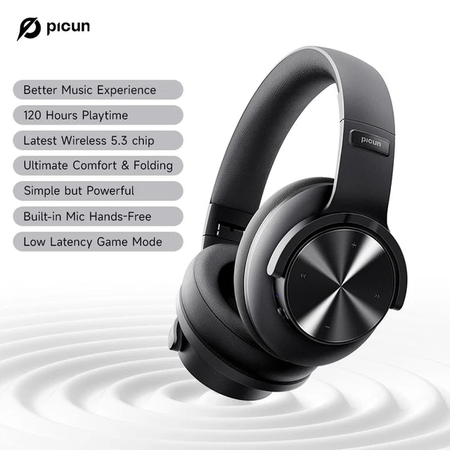 Picun B8 Wireless Headphones 40MM HIFI Bluetooth Headset Low-Latency HD Mic 120H Game Mode Hands-free Touch Control Foldable - FSH-ONLINE