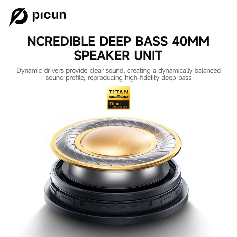 Picun F2 Bluetooth Headphones ANC Noise Canceling HD Mic ENC Calls 25ms Low Latency Wireless Headset HIFI Sound APP Dual Connect