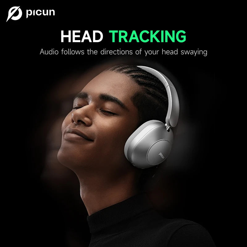 Picun F6 Active Noise Cancelling Bluetooth Headset Hi-Res ANC Head Tracking 3D Audio Wireless Headphones APP Control Low Latency