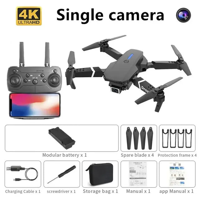 Professional Drone E88 4K Wide-Angle HD 1080P Camera WiFi FPV Height Hold Foldable RC Drone Quadrotor Helicopter Children's Toys | professional-drone-e88-4k-wide-angle-hd-1080p-camera-wifi-fpv-height-hold-foldable-rc-drone-quadrotor-helicopter-childrens-toys