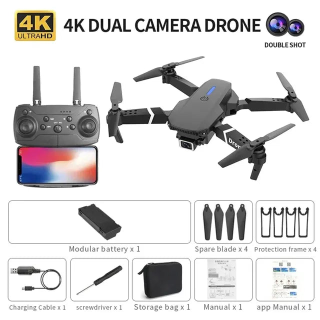 Professional Drone E88 4K Wide-Angle HD 1080P Camera WiFi FPV Height Hold Foldable RC Drone Quadrotor Helicopter Children's Toys | professional-drone-e88-4k-wide-angle-hd-1080p-camera-wifi-fpv-height-hold-foldable-rc-drone-quadrotor-helicopter-childrens-toys