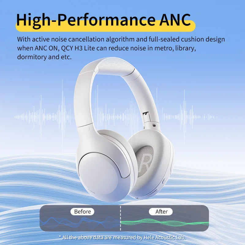 QCY H3 Lite ANC Wireless Headphones Bluetooth 5.3 Active Noise Cancelling Over Ear Headset 40mm Driver HiFi Sound Earphones | qcy-h3-lite-anc-wireless-headphones-bluetooth-5-3-active-noise-cancelling-over-ear-headset-40mm-driver-hifi-sound-earphones