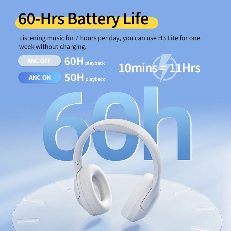 QCY H3 Lite ANC Wireless Headphones Bluetooth 5.3 Active Noise Cancelling Over Ear Headset 40mm Driver HiFi Sound Earphones | qcy-h3-lite-anc-wireless-headphones-bluetooth-5-3-active-noise-cancelling-over-ear-headset-40mm-driver-hifi-sound-earphones