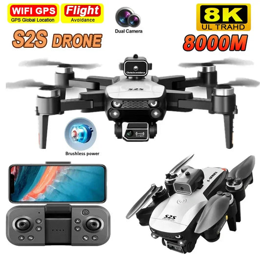 Replace Dji S2S Brushless Drone 4k Profesional 8K HD Dual Camera Obstacle Avoidance Aerial Photography Foldable Quadcopter Toy - FSH-ONLINE