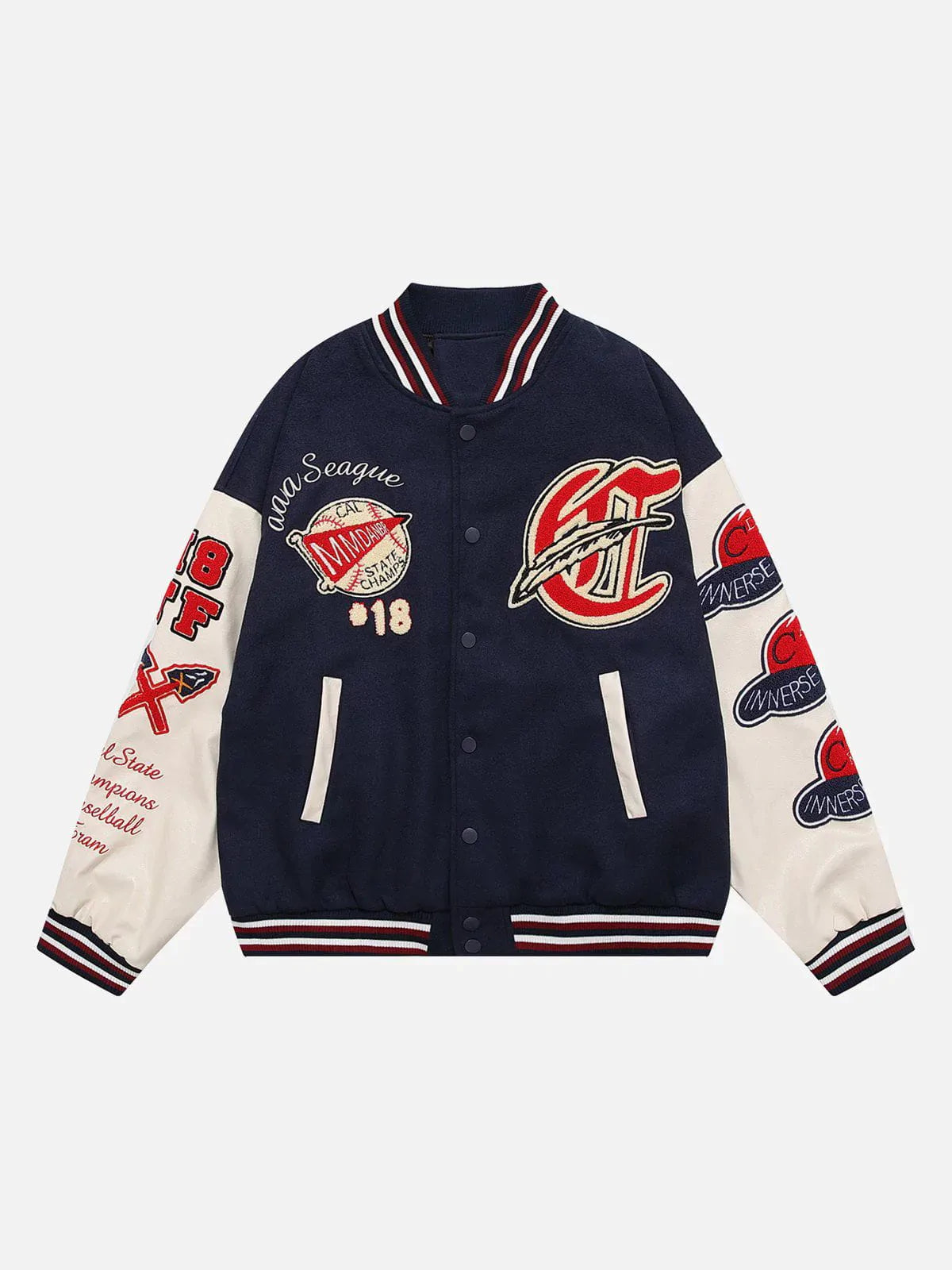 TALISHKO - Vintage Flock Print Varsity Jacket - streetwear fashion, outfit ideas - talishko.com