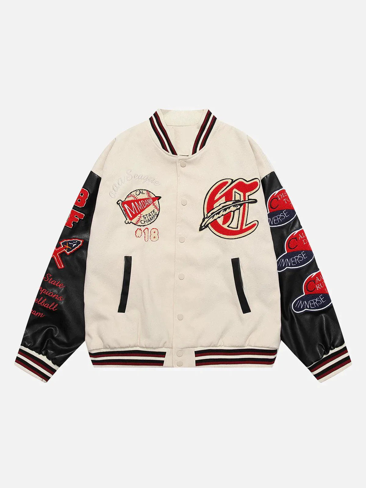 TALISHKO - Vintage Flock Print Varsity Jacket - streetwear fashion, outfit ideas - talishko.com