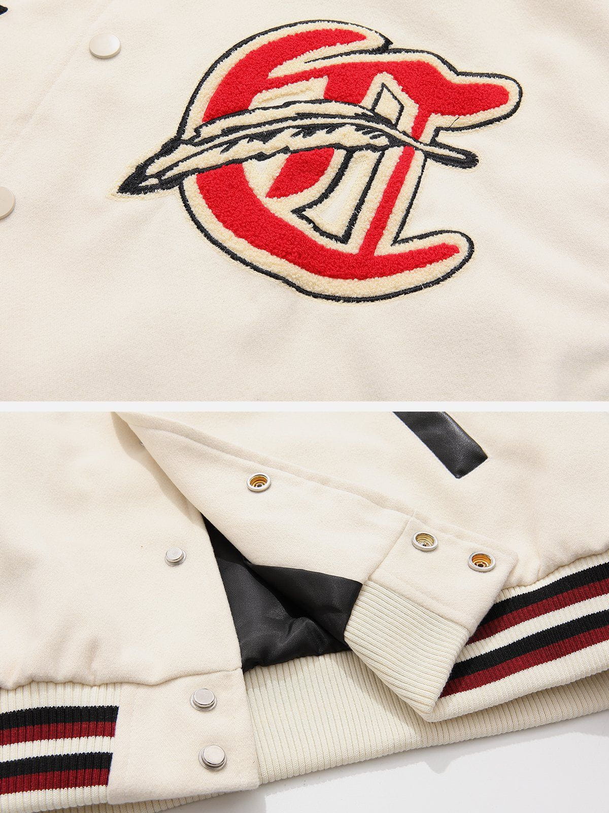 TALISHKO - Vintage Flock Print Varsity Jacket - streetwear fashion, outfit ideas - talishko.com