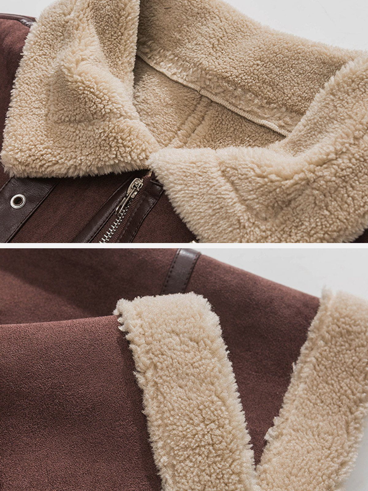 Patchwork Suede Sherpa Winter Coat - FSH-ONLINE