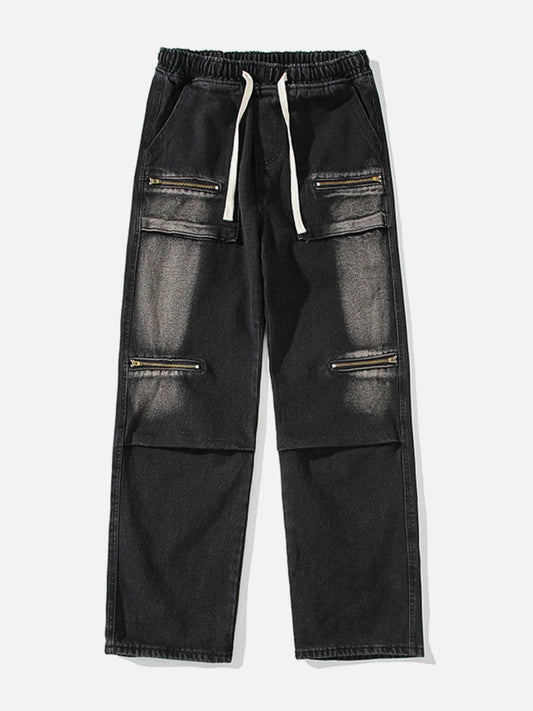 Streetwear Zipper Multi-pocket Jeans - FSH-ONLINE