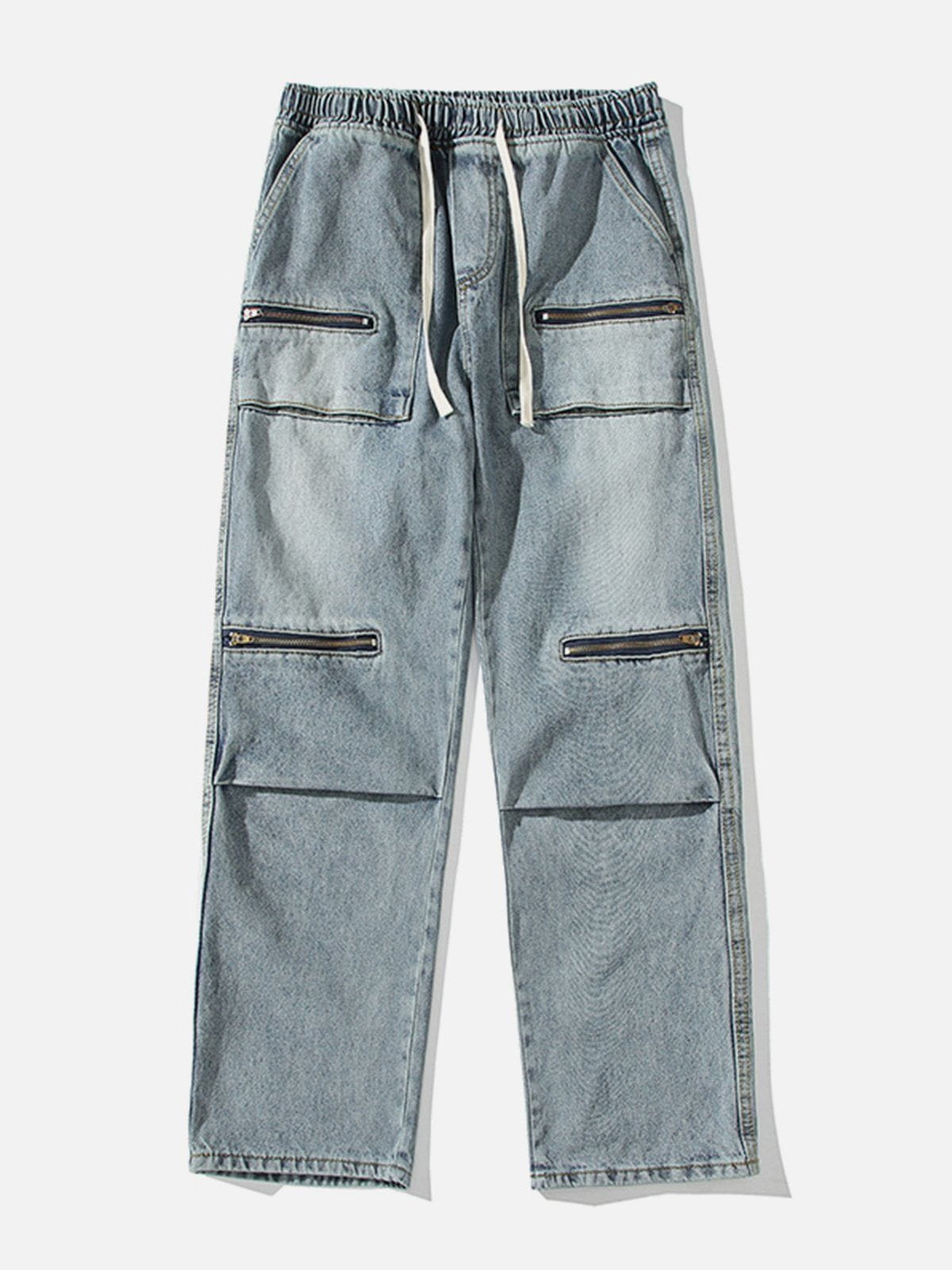 Streetwear Zipper Multi-pocket Jeans - FSH-ONLINE