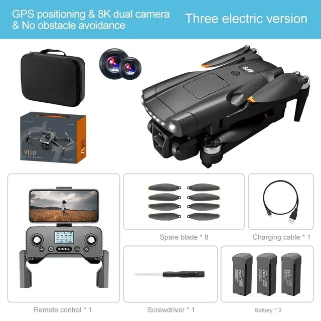 V198 GPS Professional Drone 3000M 360° Obstacle Avoidance 4K DualHD Camera Dron 5G Brushless Motor Foldable Quadcopter Boy Toy | v198-gps-professional-drone-3000m-360-obstacle-avoidance-4k-dualhd-camera-dron-5g-brushless-motor-foldable-quadcopter-boy-toy