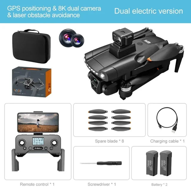 V198 GPS Professional Drone 3000M 360° Obstacle Avoidance 4K DualHD Camera Dron 5G Brushless Motor Foldable Quadcopter Boy Toy | v198-gps-professional-drone-3000m-360-obstacle-avoidance-4k-dualhd-camera-dron-5g-brushless-motor-foldable-quadcopter-boy-toy