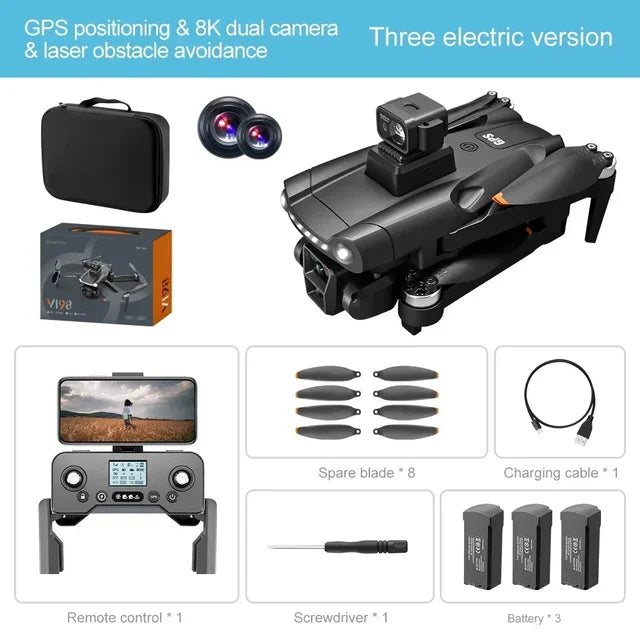 V198 GPS Professional Drone 3000M 360° Obstacle Avoidance 4K DualHD Camera Dron 5G Brushless Motor Foldable Quadcopter Boy Toy | v198-gps-professional-drone-3000m-360-obstacle-avoidance-4k-dualhd-camera-dron-5g-brushless-motor-foldable-quadcopter-boy-toy