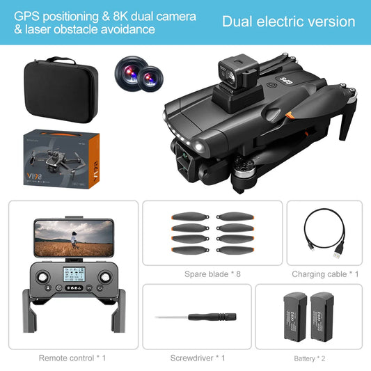 V198 GPS Professional Drone 3000M 360° Obstacle Avoidance 4K DualHD Camera Dron 5G Brushless Motor Foldable Quadcopter Boy Toy